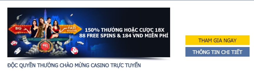 150% tiền thưởng thành viên mới tham gia casino trực tuyến